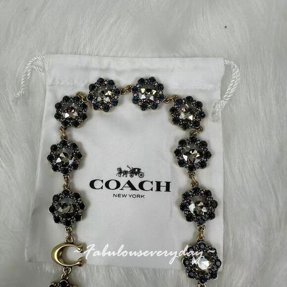 Coach Short Jewelry Chain Strap In Brass/Blue Multi CDE47 NWT - Picture 5 of 5